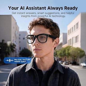 AI Smart Glasses with 100MP Camera Smart AI Glasses Waterproof Bluetooth Call Playing Music Smart Glasses Identify Pictures Use ChatGPT