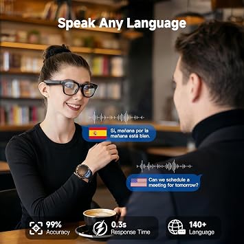 AI Smart Glasses with 100MP Camera Smart AI Glasses Waterproof Bluetooth Call Playing Music Smart Glasses Identify Pictures Use ChatGPT