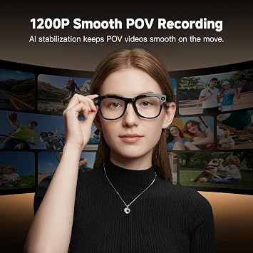AI Smart Glasses with 100MP Camera Smart AI Glasses Waterproof Bluetooth Call Playing Music Smart Glasses Identify Pictures Use ChatGPT